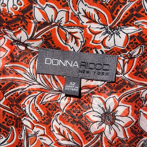 Donna Ricco Women's Printed Maxi Shirtdress DR52378 Rust Multi Orange size 12 - Picture 9 of 9